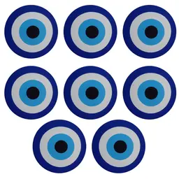 Jogo 8 capas sousplat redondo tecido decorado 35x35 Olho Grego luxo