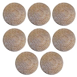 Jogo 8 capas sousplat redondo tecido decorado 35x35 Sisal luxo