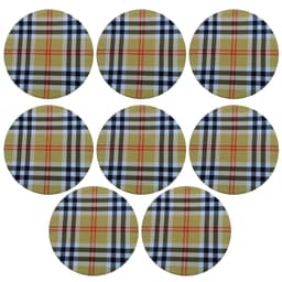 Jogo 8 capas sousplat redondo tecido decorado 35x35 Xadrez luxo