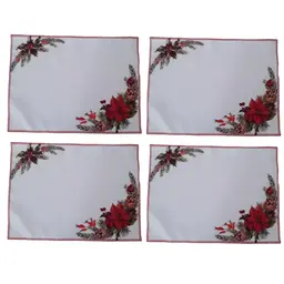 Jogo Americano 4 peças 50x37 flor de natal em tecido