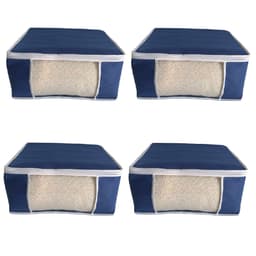 Kit 4 Caixas G Organizadoras p Cobertor TNT Azul Visor PVC