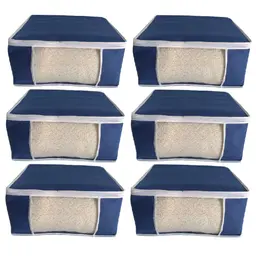 Kit 6 Protetores G de Travesseiro TNT Azul Visor PVC zíper