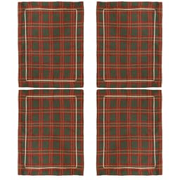 Lugar Americano 4 peças Mesa Posta Natal xadrez vermelho