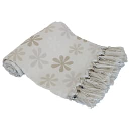 Manta Xale p Sofá tipo capa jacquard Flor99S Bege 3,00x1,40