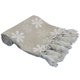 Manta Xale p/ Sofá tipo capa jacquard Flor88 Bege 3,00x1,40