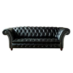 Sofá Chesterfield 3Lug. Mod. B Ecologico Preto