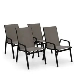 Kit 4 Cadeira Riviera Piscina Alumínio Preto Tela Fendi