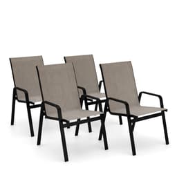 Kit 4 Cadeira Riviera Piscina Alumínio Preto Tela Mocca