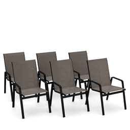 Kit 6 Cadeira Riviera Piscina Alumínio Preto Tela Fendi