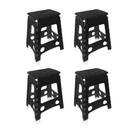 Conjunto com 4 Bancos Plásticos Hool Dobráveis Preto