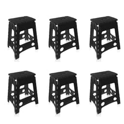 Conjunto com 6 Bancos Plásticos Hool Dobráveis Preto