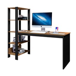 Escrivaninha com Estante Artemis Canela Rústico e Preta