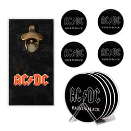 Abridor de Garrafa Rock ACDC + Kit 4 Porta Copos Com Suporte