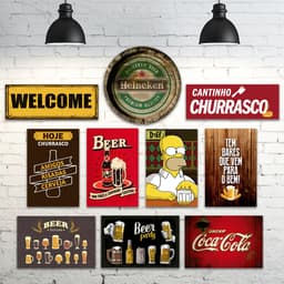 Kit 10 Placas Decorativas Cervejas Churrasco Frases Bar Mdf