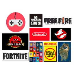 Kit 10 Placas Decorativas Geek Nerd Game Jogos