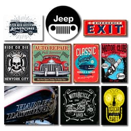 Kit 10 Placas Decorativas Mdf Carro e Moto Vintage
