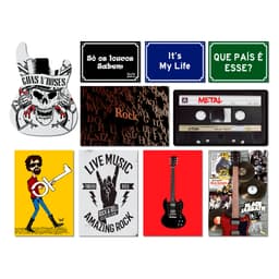 Kit 10 Placas Decorativas Rock Música Guitarra
