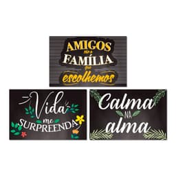 Kit 3 Placas Decorativas Frases Motivacionais Mdf 20x30 cm