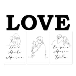 Kit 3 Placas Decorativas Frases Namorados C/ Letras Love