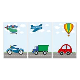 Kit 3 Quadros Carrinhos Infantil Quarto Menino Placas Mdf