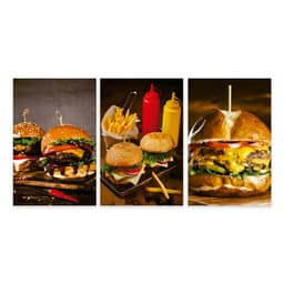 Kit 3 Quadros Hambúrguer Lanches Hamburgueria Placas Mdf