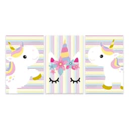 Kit 3 Quadros Unicórnios Infantil Bebe Quarto Menina Placas