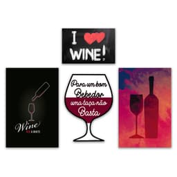 Kit 4 Placas Decorativas Bebidas Frases Vinhos Wine Bar