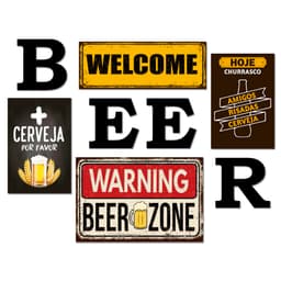 Kit 4 Placas Decorativas Cervejas Bebidas C/ Letras BEER