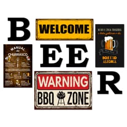 Kit 4 Placas Decorativas Cervejas Churrasco C/ Letras BEER