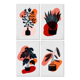 Kit 4 Placas Decorativas Flores Abstratos 20x30 cm Mdf