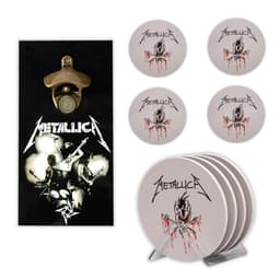 Kit 4 Porta Copos Metallica C/ Suporte + Abridor de Garrafas