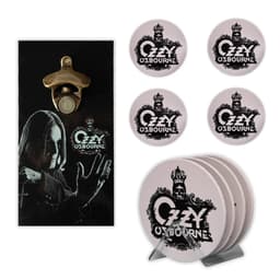 Kit 4 Porta Copos Rock OZZY C/ Suporte + Abridor de Garrafas