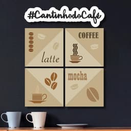 Kit 5 Placas Decorativas Cantinho do Café Cozinha Coffee