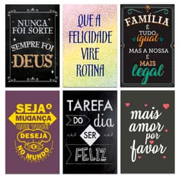 Kit 6 Placas Decorativas Frases Deus Família Mdf 20x13 cm