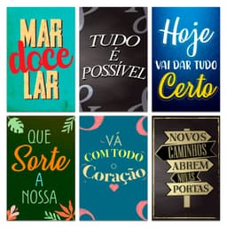 Kit 6 Placas Decorativas Frases Motivacionais Mdf 20x13 cm