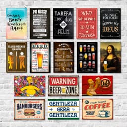 Kit 6 Placas Mdf 20x30cm Bebidas Frases Cozinha Você Escolhe