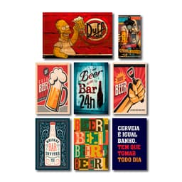 Kit 7 Placas Decorativas Bebidas + Abridor de Garrafas C/ Imã Extreme Mdf