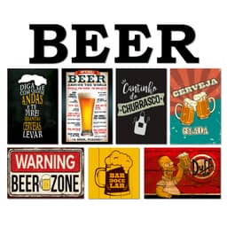 Kit 7 Placas Decorativas Cervejas Bebidas C/ Letras BEER