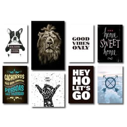 Kit 8 Placas Decorativas Frases e Animais Mdf
