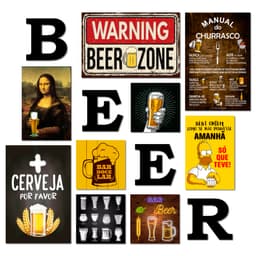 Kit 9 Placas Decorativas Bebidas Cervejas C/ Letras BEER