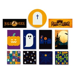 Kit Decoração Halloween Dia das Bruxas 11 Placas