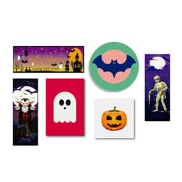 Kit Decoração Halloween Dia das Bruxas 6 Placas Decorativas