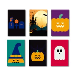 Kit Decoração Halloween Dia das Bruxas 6 Placas MDF
