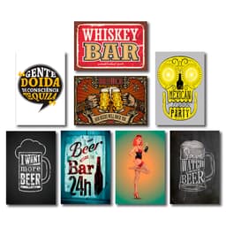 Kit Placas Decorativas Bar Drinks Vintage Mdf - 8 Placas