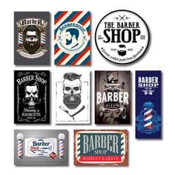 Kit Placas Decorativas Barbearia Barber Shop Vintage Mdf - 9 Placas