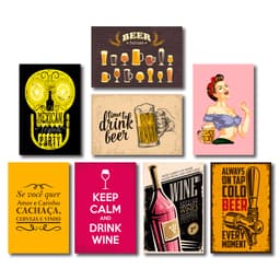 Kit Placas Decorativas Cervejas Drinks Vinho Mdf - 8 Placas