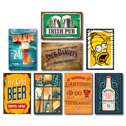 Kit Placas Decorativas Cervejas e Frases Mdf - 8 Placas