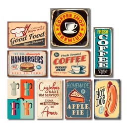 Kit Placas Decorativas Cozinha Frases Café Mdf -9 Placas