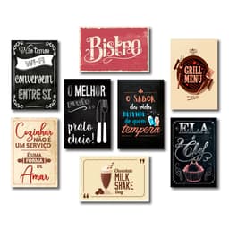 Kit Placas Decorativas Cozinha Frases Retrô Mdf -8 Placas