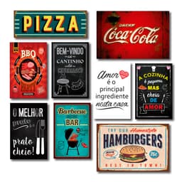 Kit Placas Decorativas Cozinha Frases Retrô Mdf -8 Placas